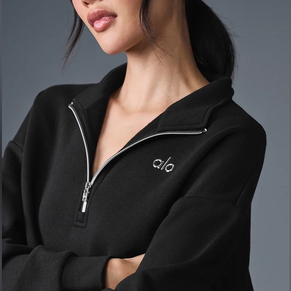 ALO | accolade 1/4 zip pullover | XXS Black - Picture 2 of 4